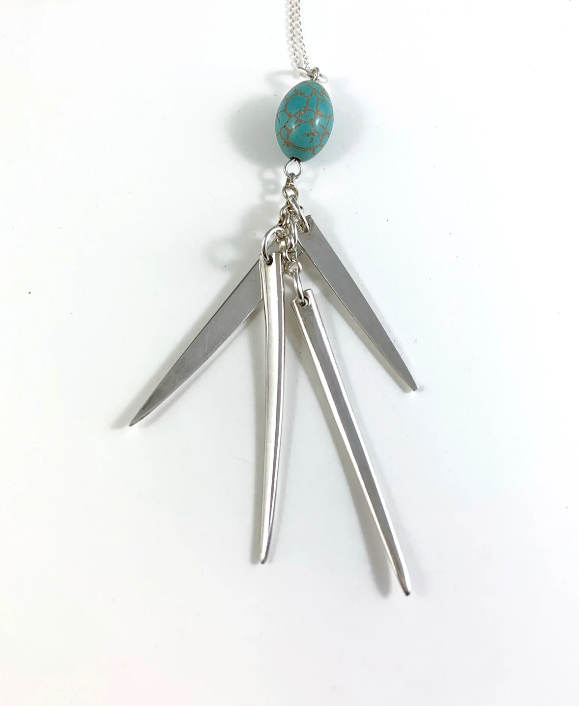 Fork Tine and Turquoise Charm Necklace