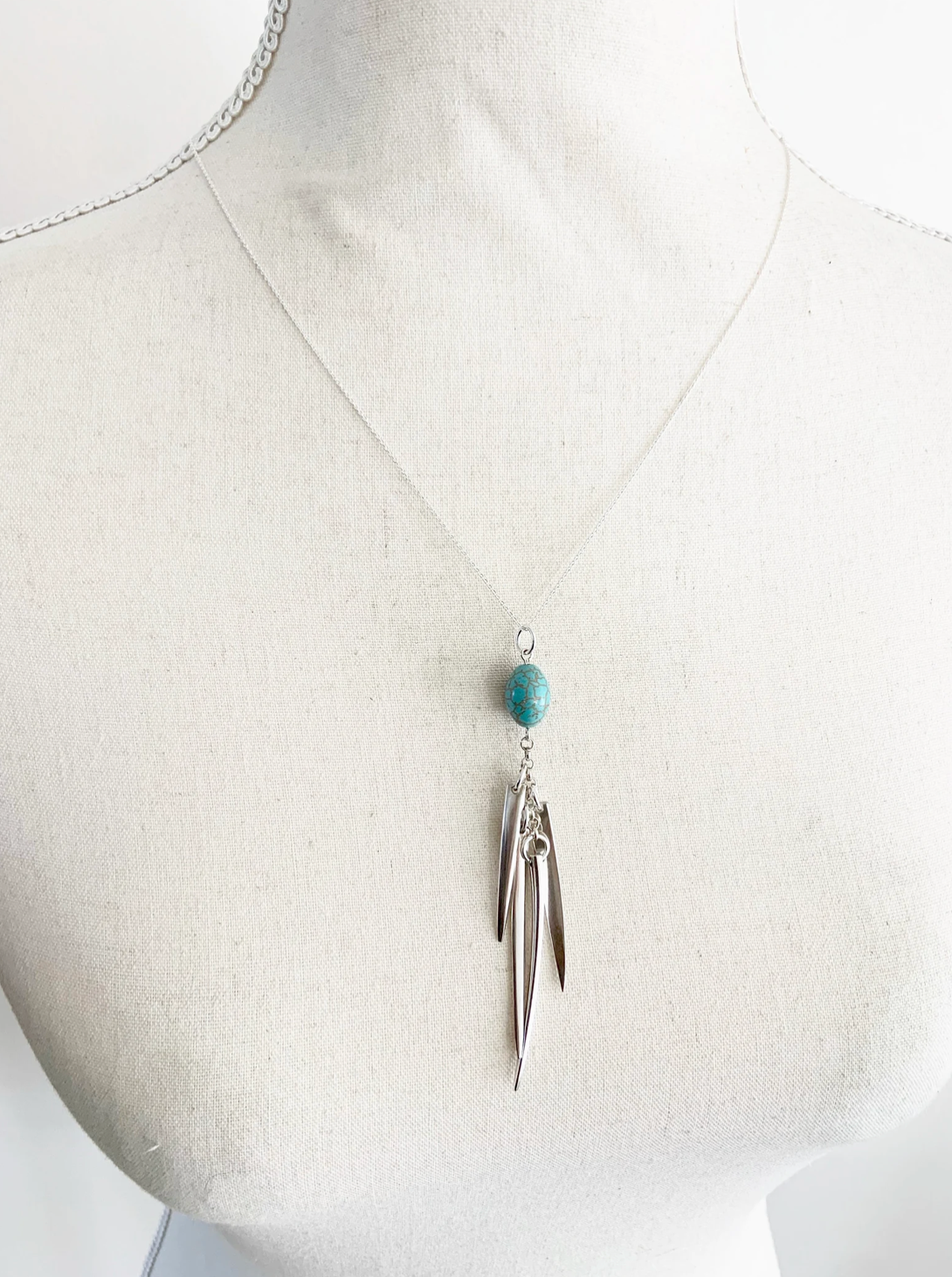 Fork Tine and Turquoise Charm Necklace