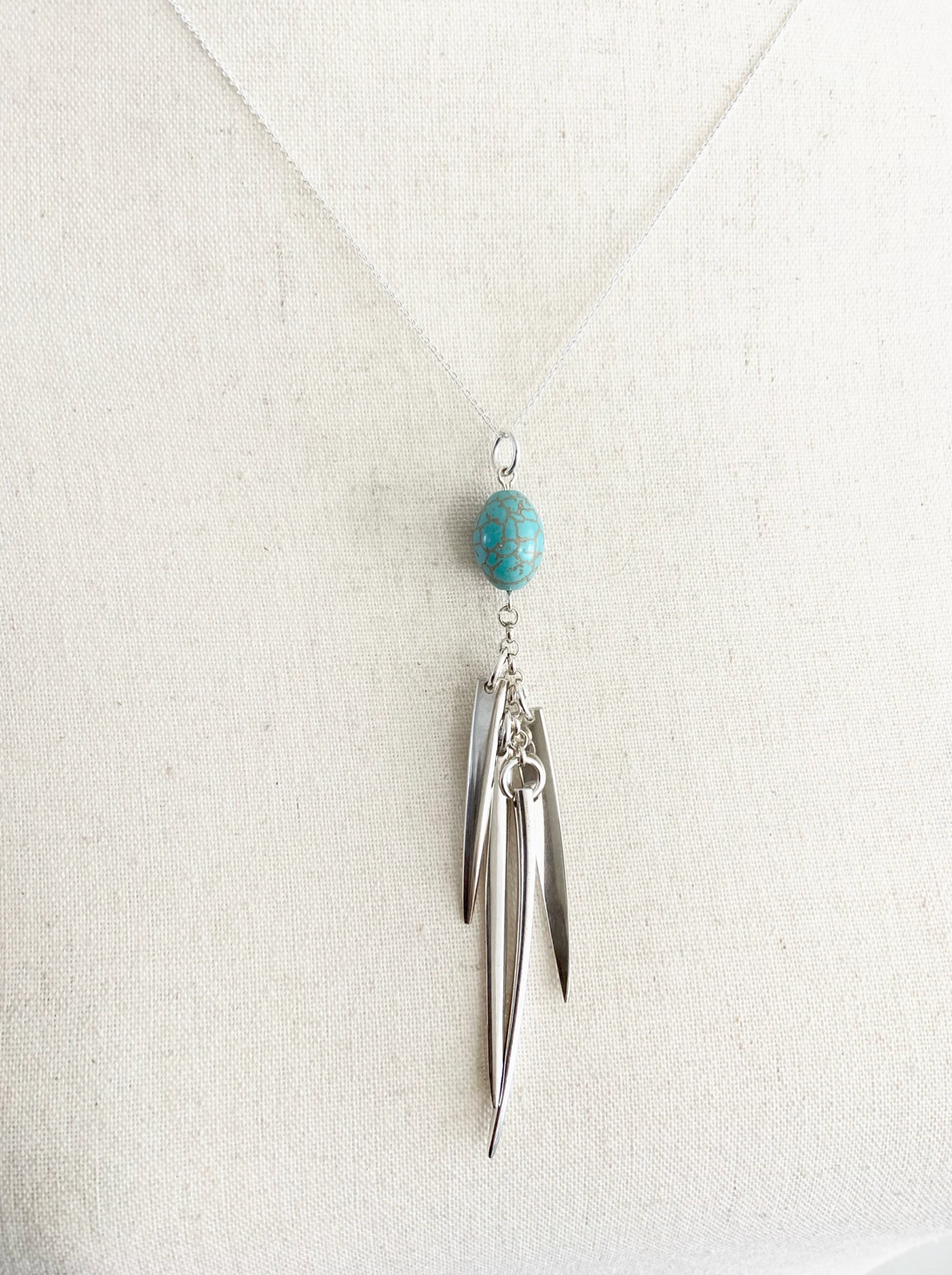 Fork Tine and Turquoise Charm Necklace