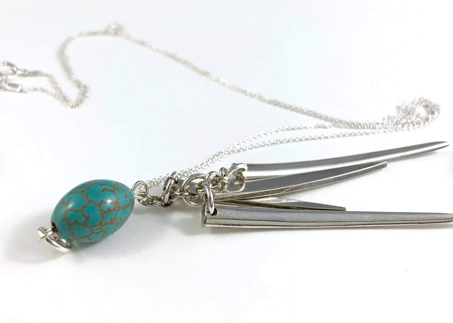 Fork Tine and Turquoise Charm Necklace