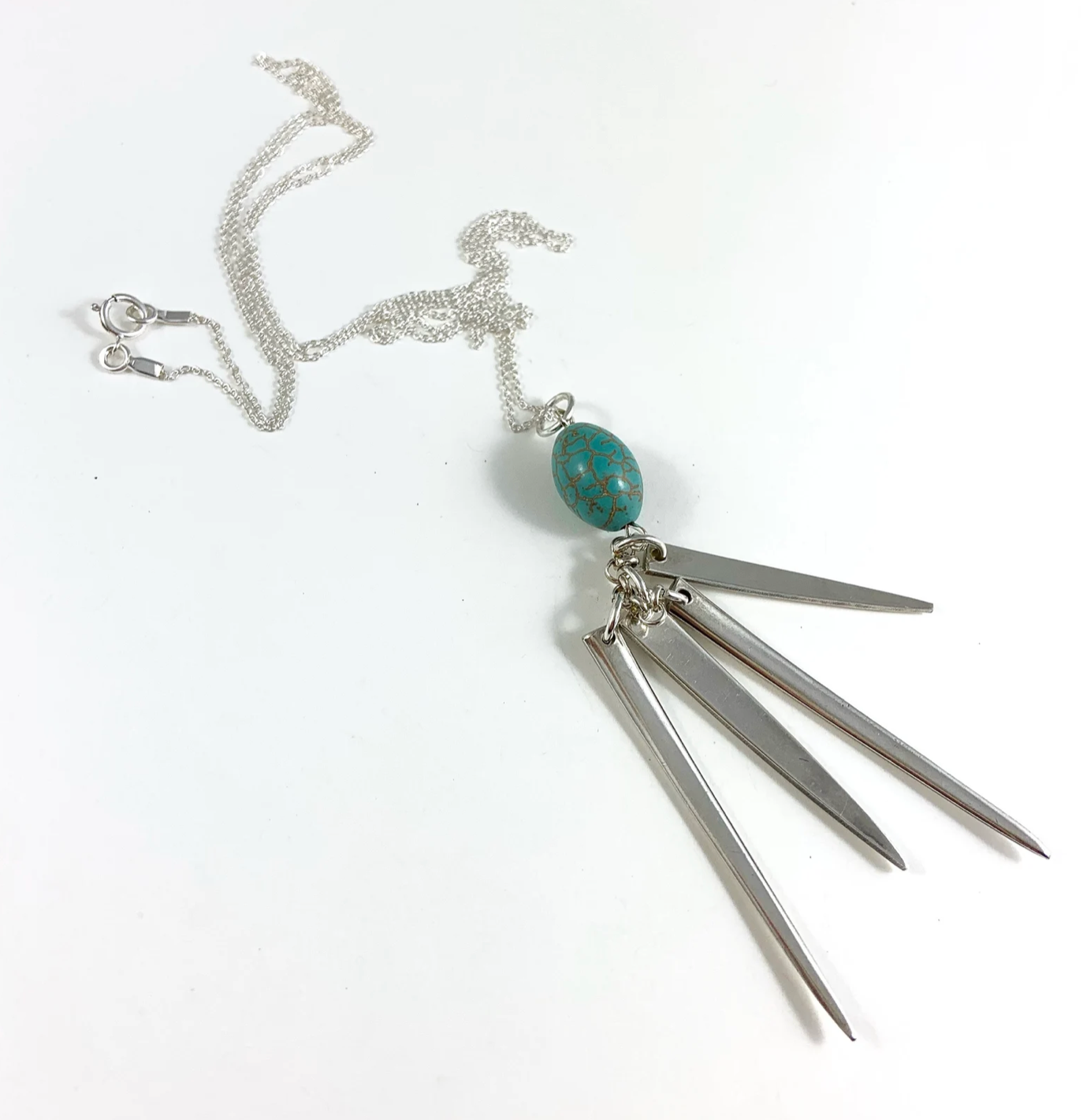 Fork Tine and Turquoise Charm Necklace
