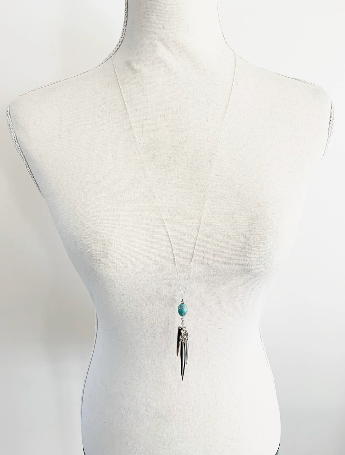Fork Tine and Turquoise Charm Necklace