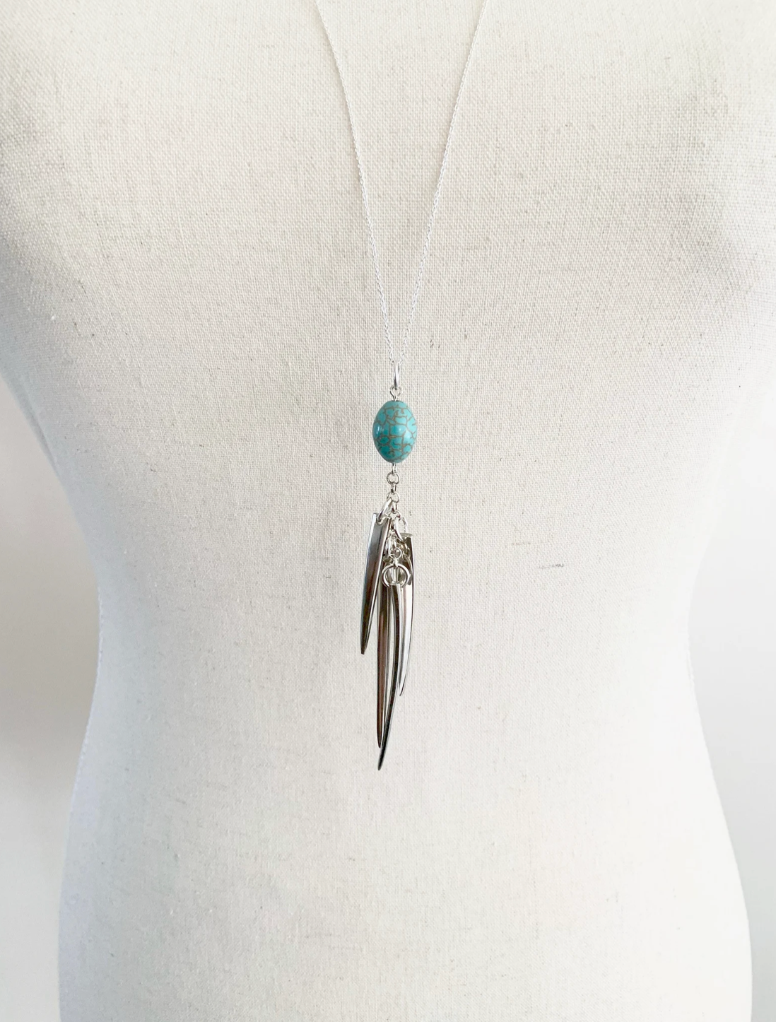 Fork Tine and Turquoise Charm Necklace