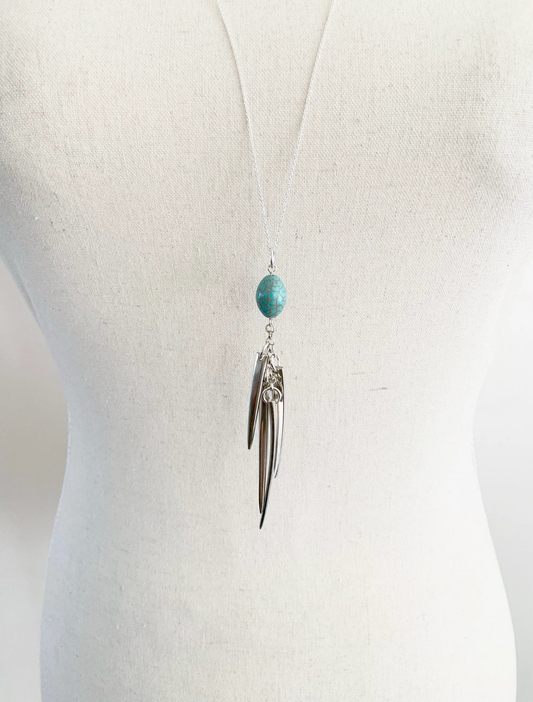 Fork Tine and Turquoise Charm Necklace