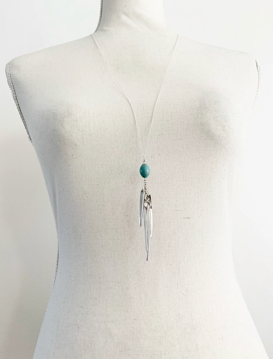 Fork Tine and Turquoise Charm Necklace