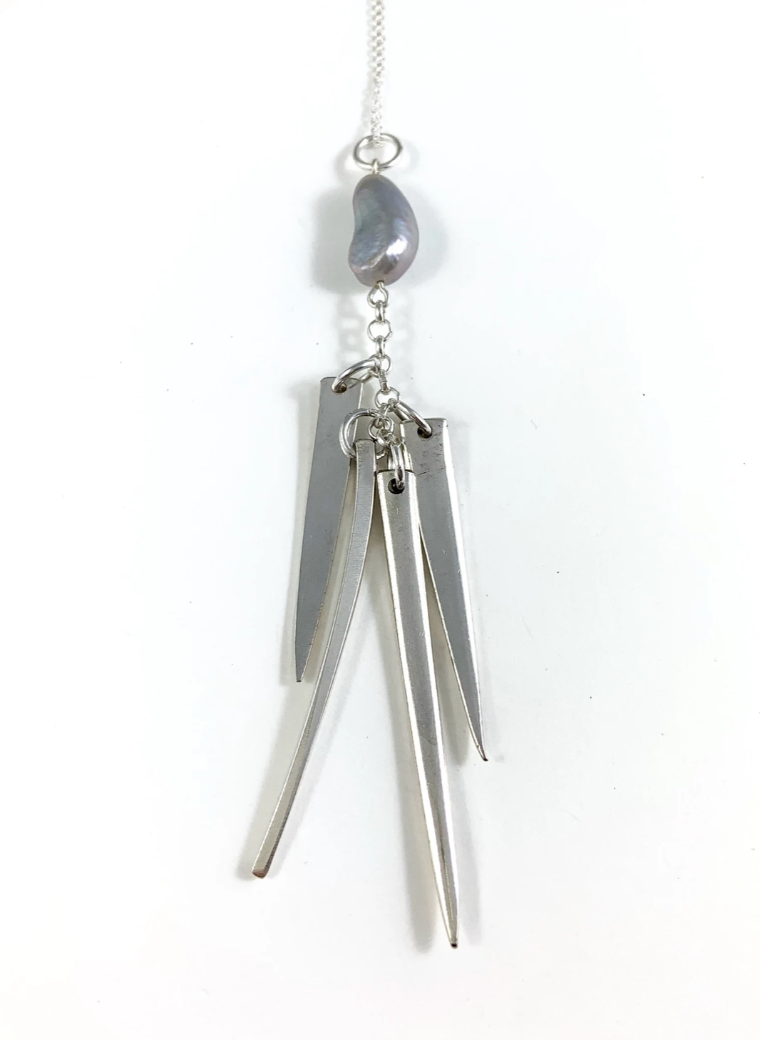Fork Tine and Silver Pearl Charm Necklace