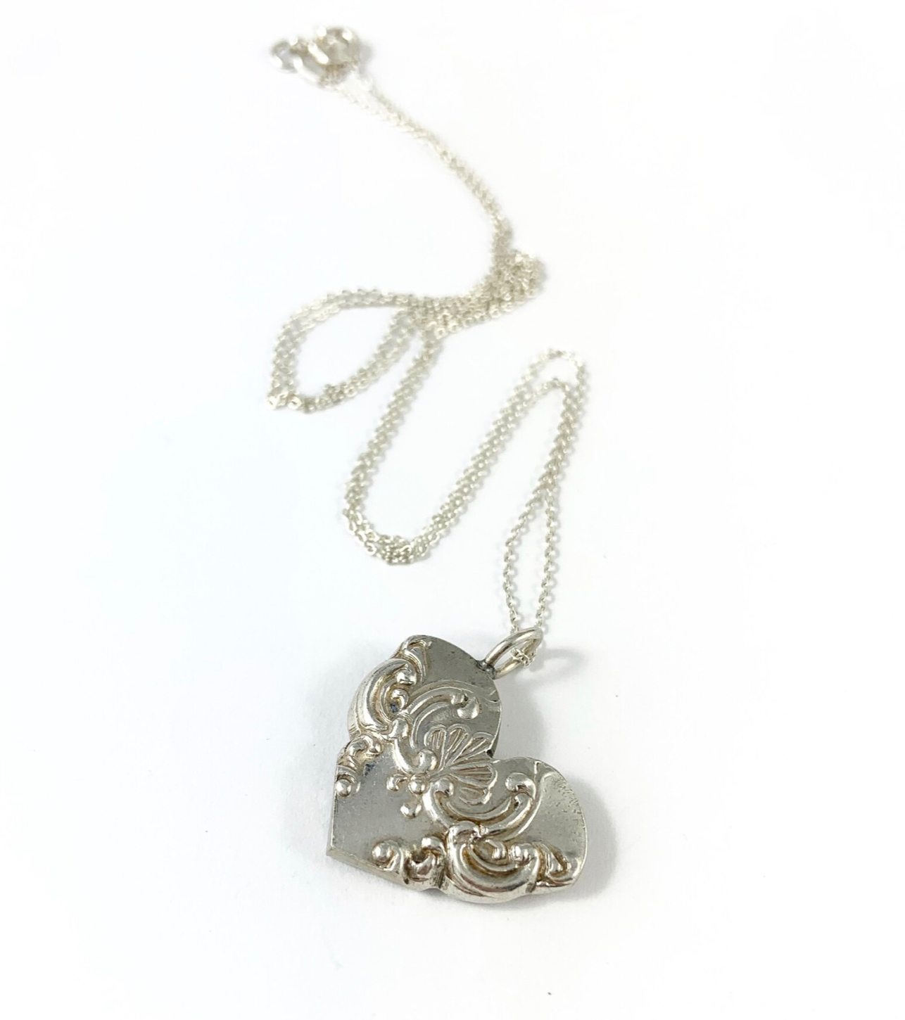 Silver Spoon Heart Charm Necklace