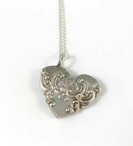 Silver Spoon Heart Charm Necklace