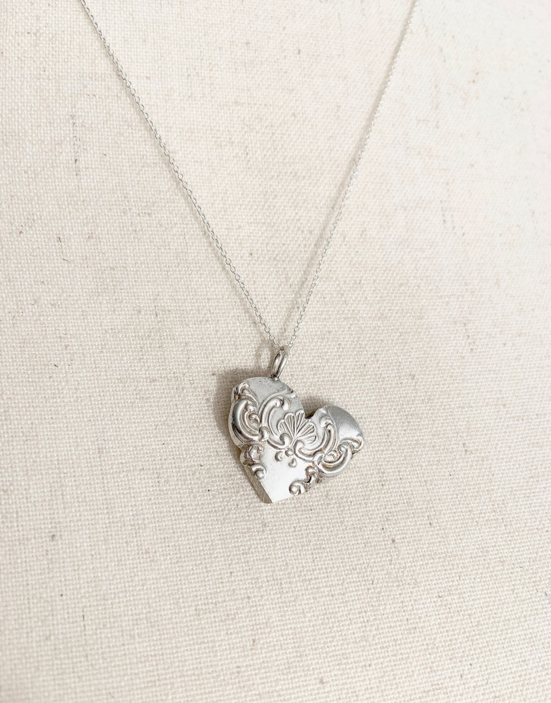 Silver Spoon Heart Charm Necklace