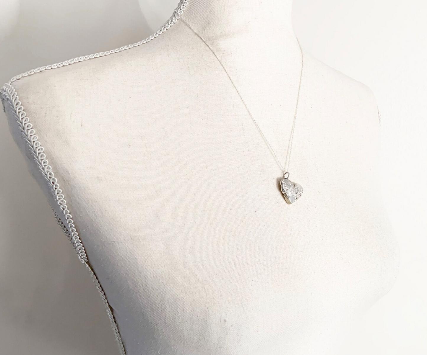 Silver Spoon Heart Charm Necklace