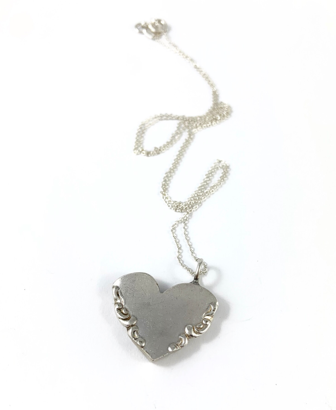 Silver Spoon Heart Charm Necklace