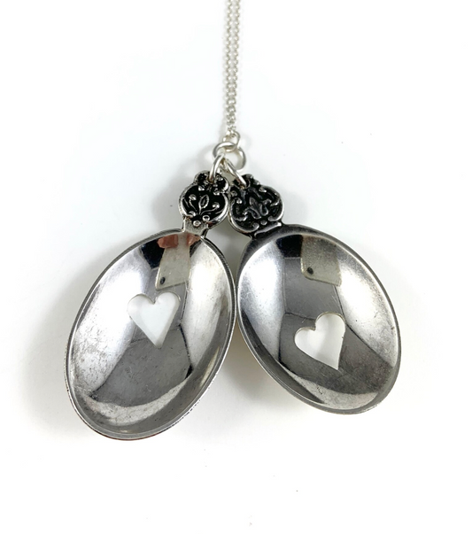 Silver Spoon Heart Charm Necklace
