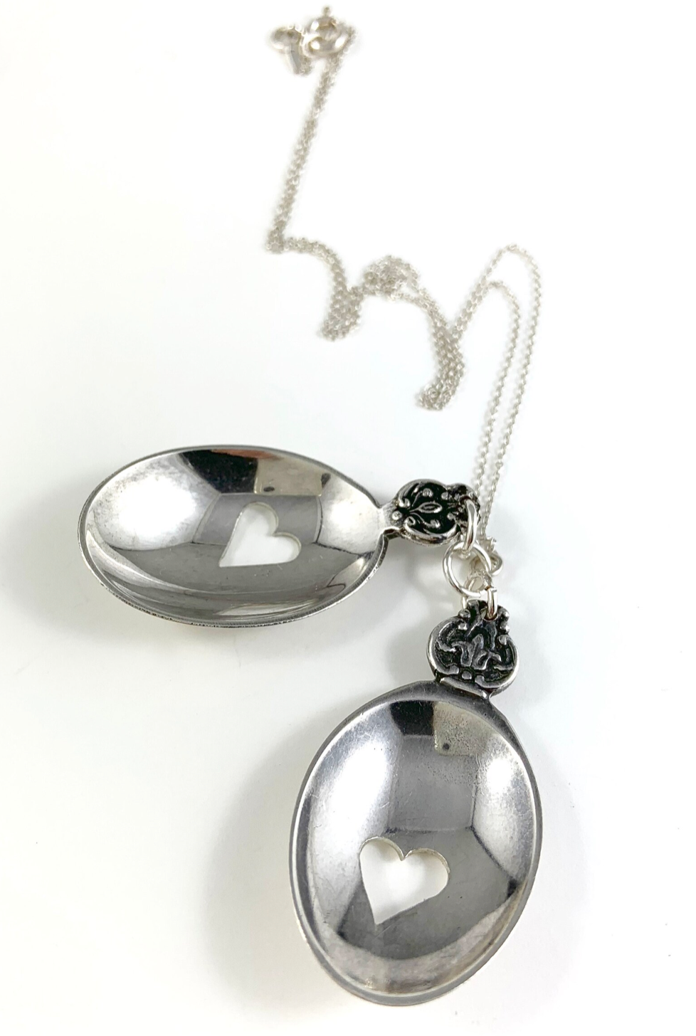 Silver Spoon Heart Charm Necklace
