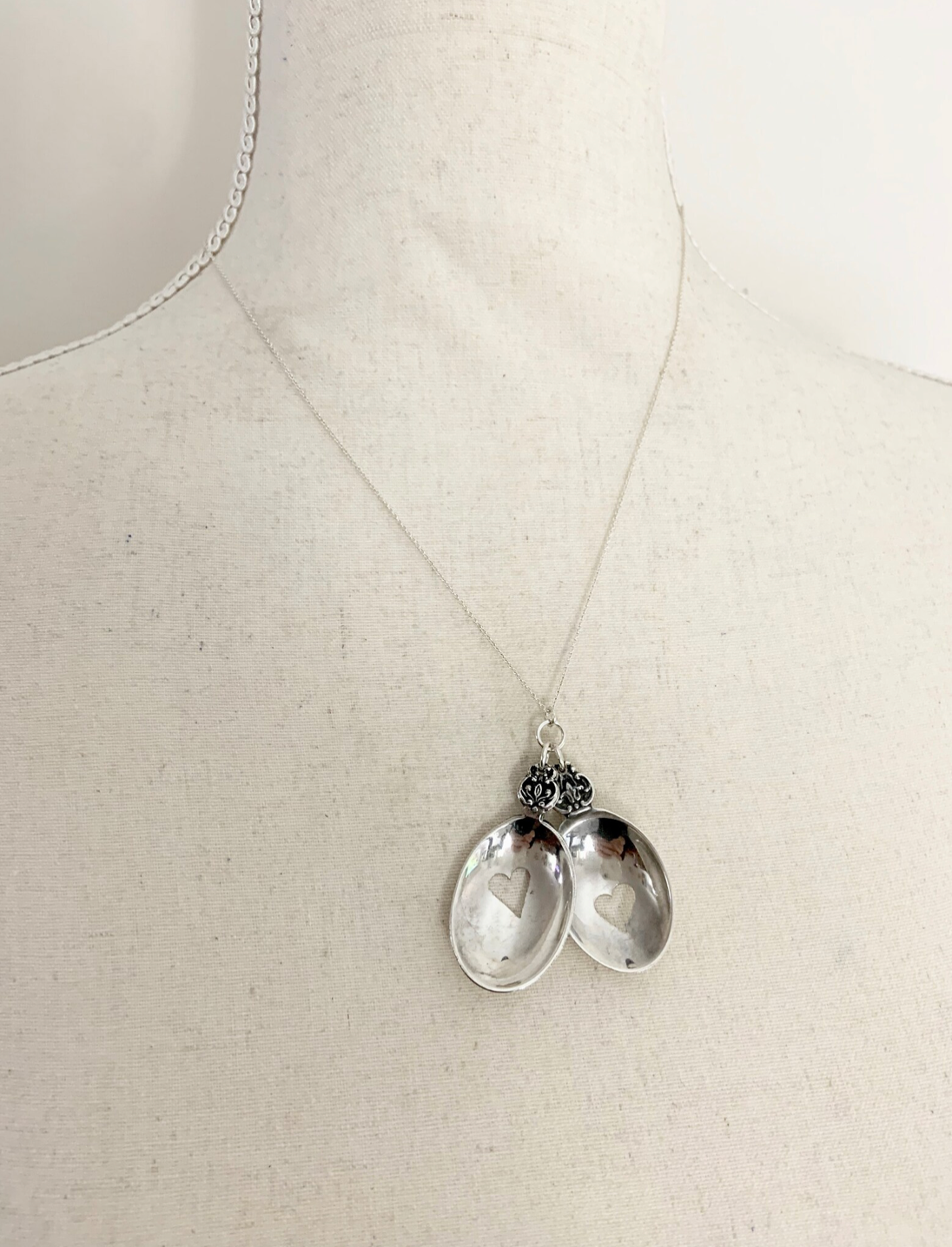 Silver Spoon Heart Charm Necklace