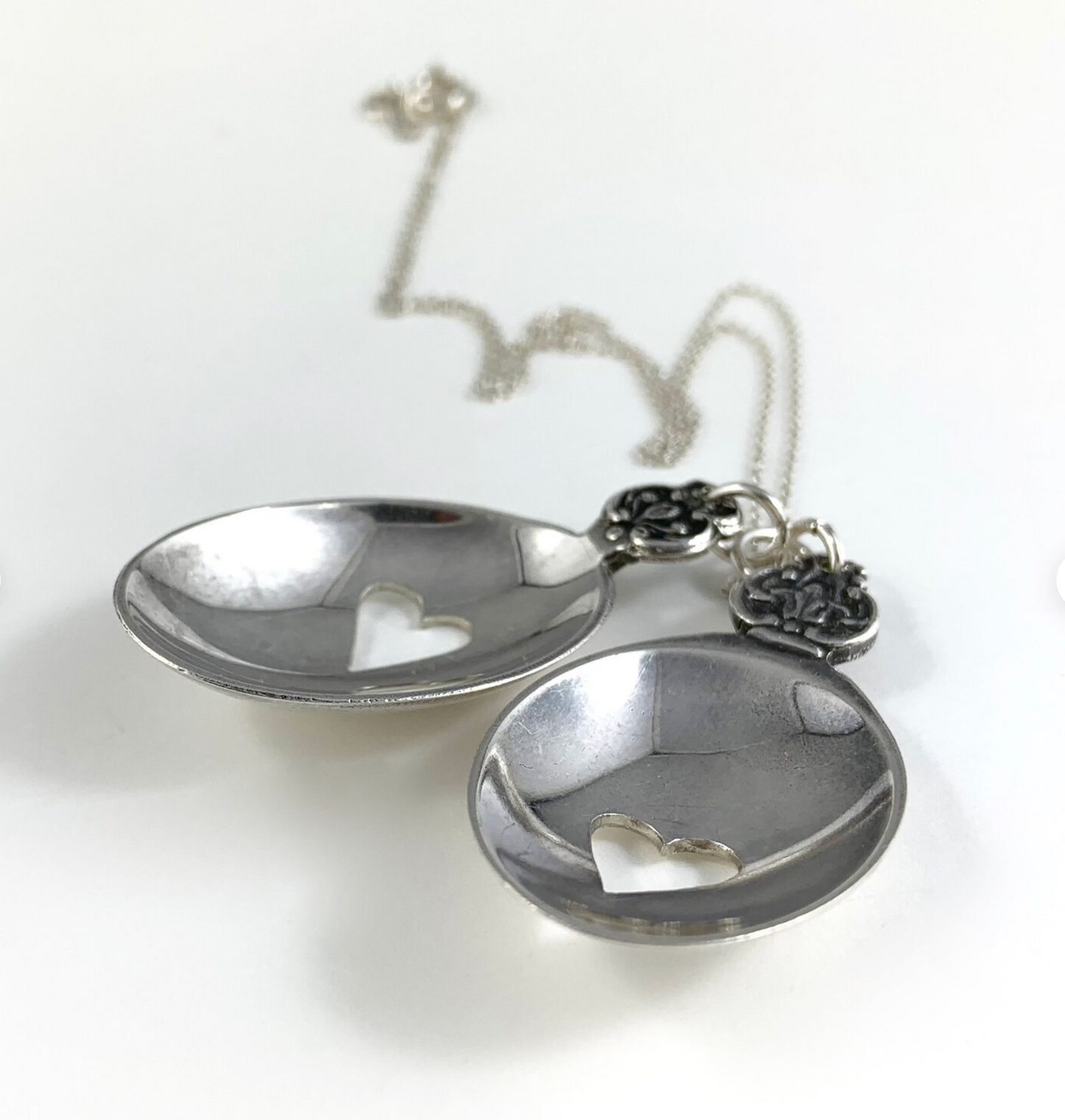 Silver Spoon Heart Charm Necklace