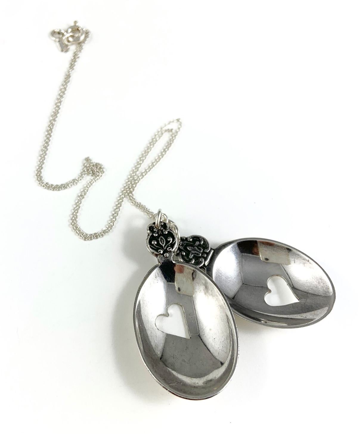 Silver Spoon Heart Charm Necklace