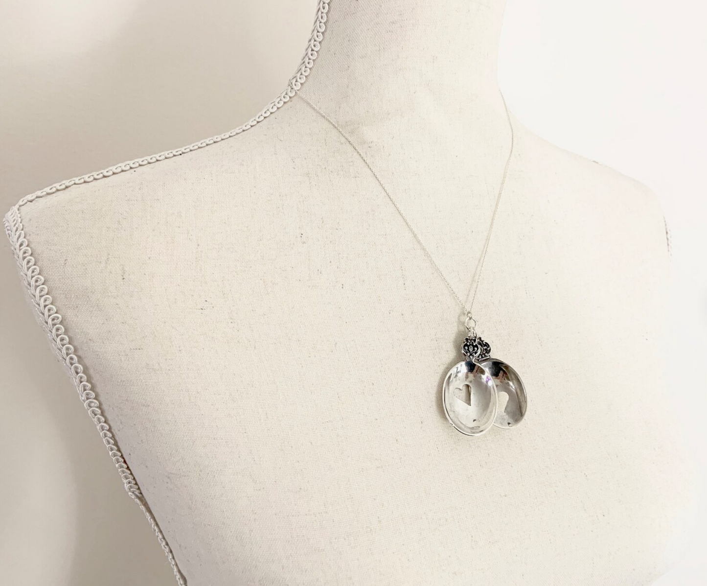 Silver Spoon Heart Charm Necklace