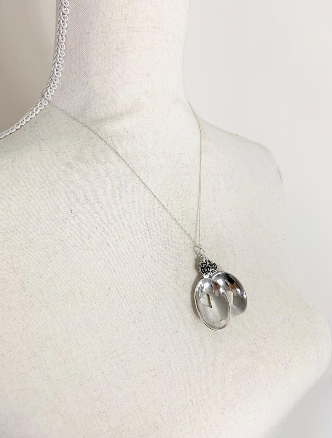 Silver Spoon Heart Charm Necklace