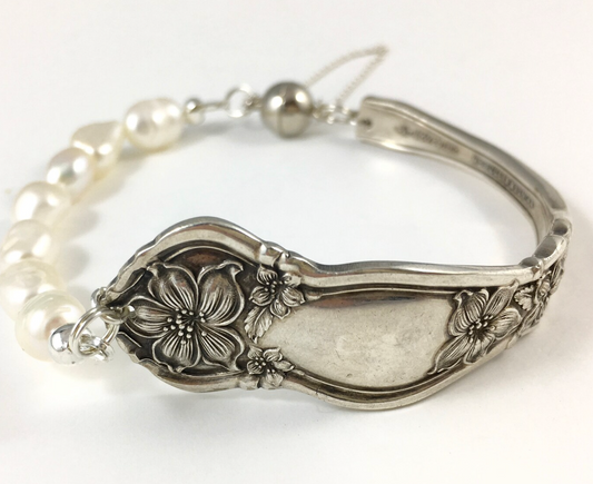 Silver Spoon Bracelet with Pearls