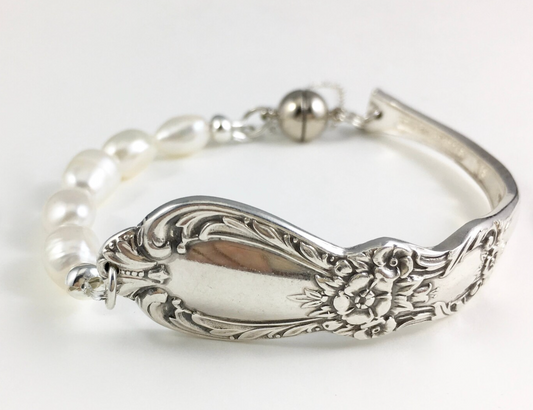 Silver Spoon Bracelet with Pearls