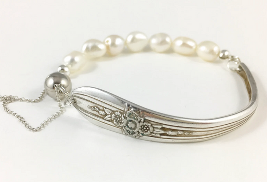 Silver Spoon Bracelet with Pearls