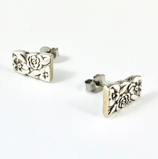Silver Spoon Flower Studs