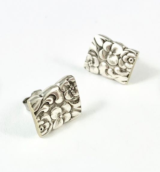 Silver Spoon Flower Studs