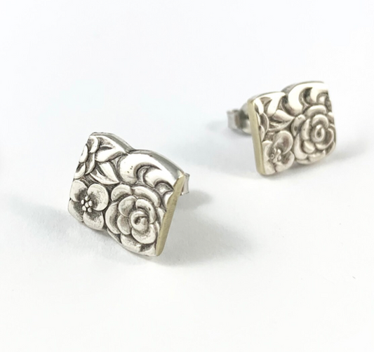 Silver Spoon Flower Studs