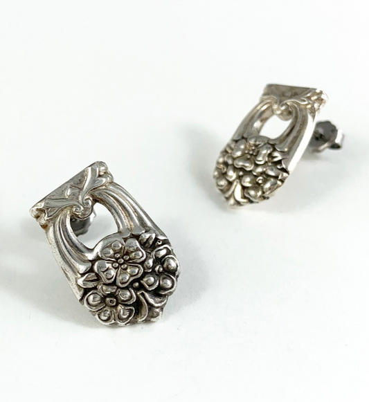 Silver Spoon Flower Studs