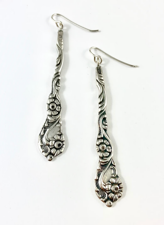 Silver Spoon Flower Earrings