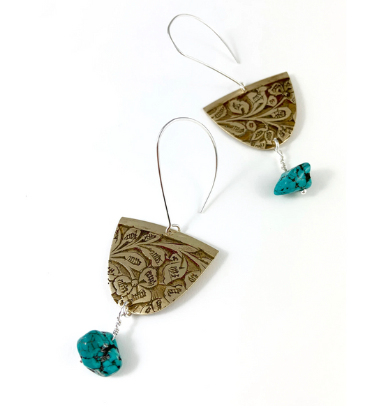 Brass and Turquoise Earrings