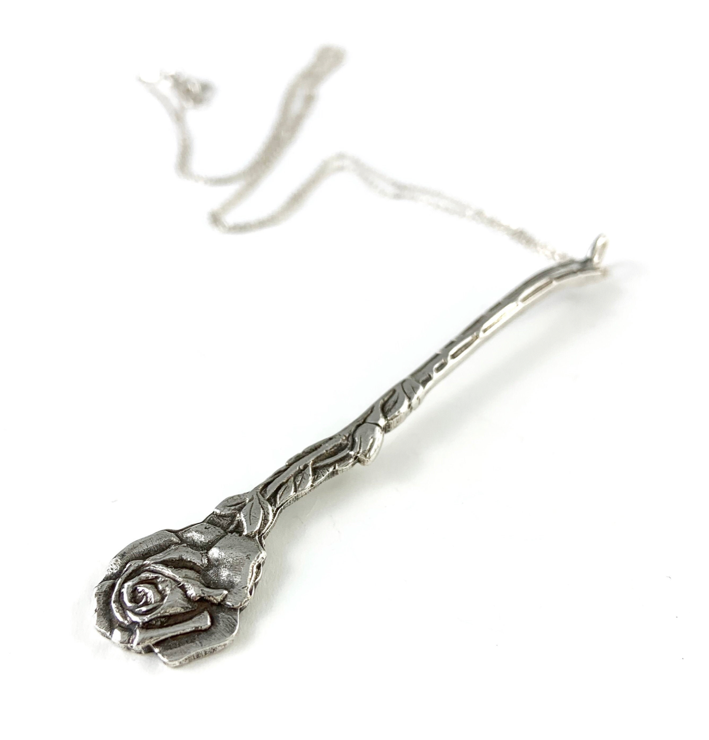 Silver Rose Spoon Charm Necklace