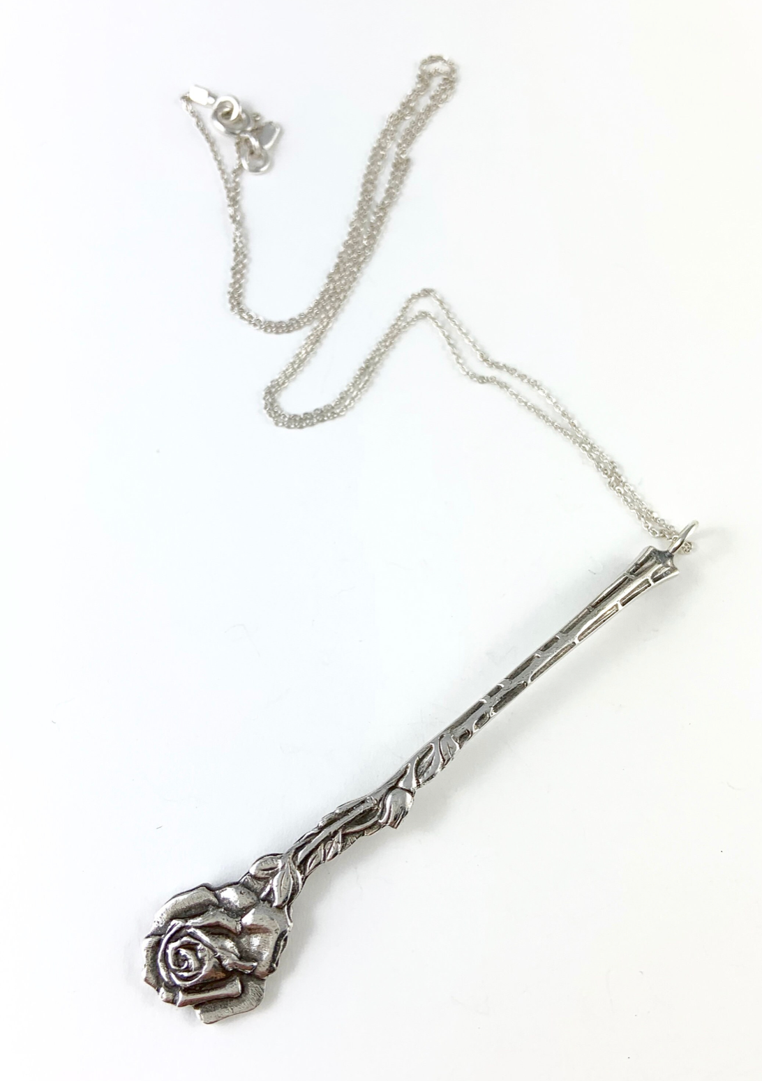 Silver Rose Spoon Charm Necklace