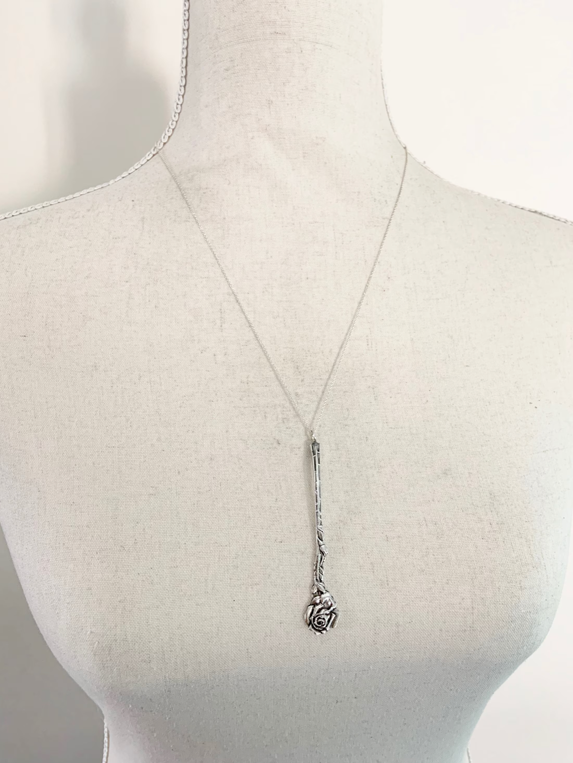 Silver Rose Spoon Charm Necklace