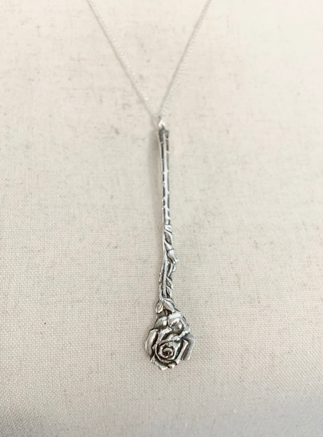 Silver Rose Spoon Charm Necklace
