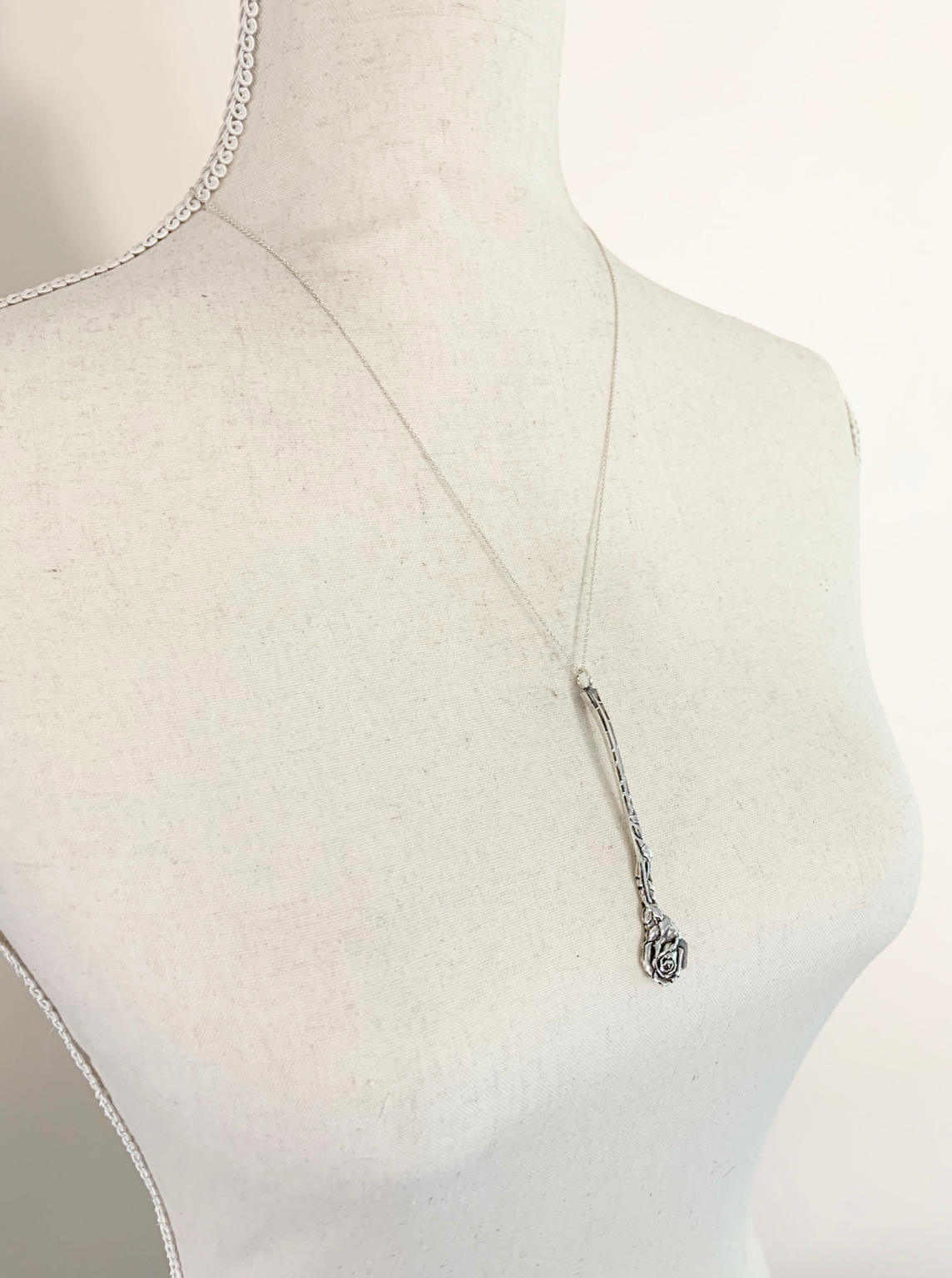 Silver Rose Spoon Charm Necklace