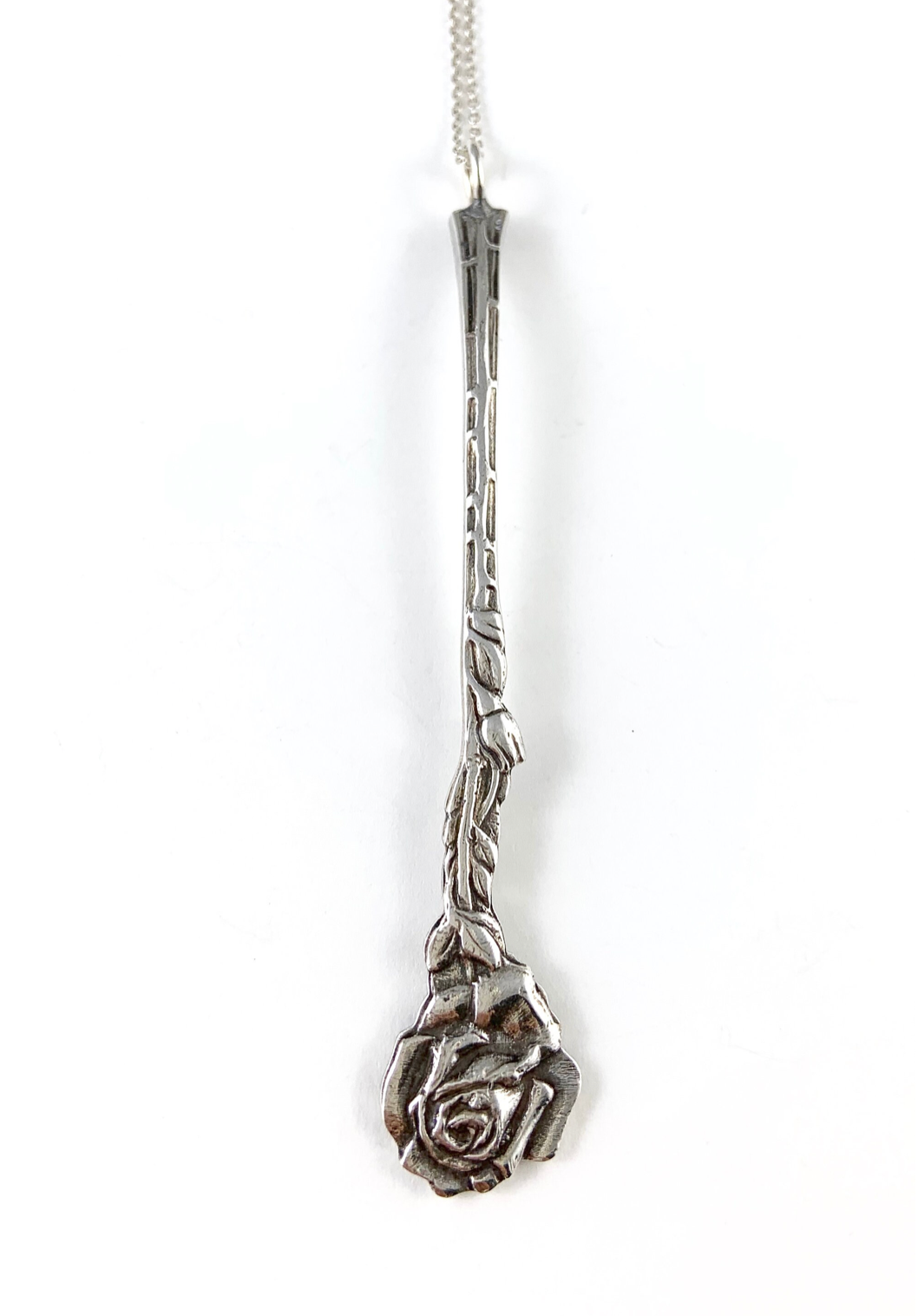 Silver Rose Spoon Charm Necklace