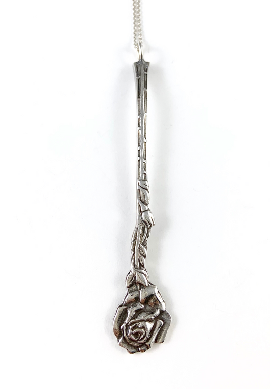 Silver Rose Spoon Charm Necklace