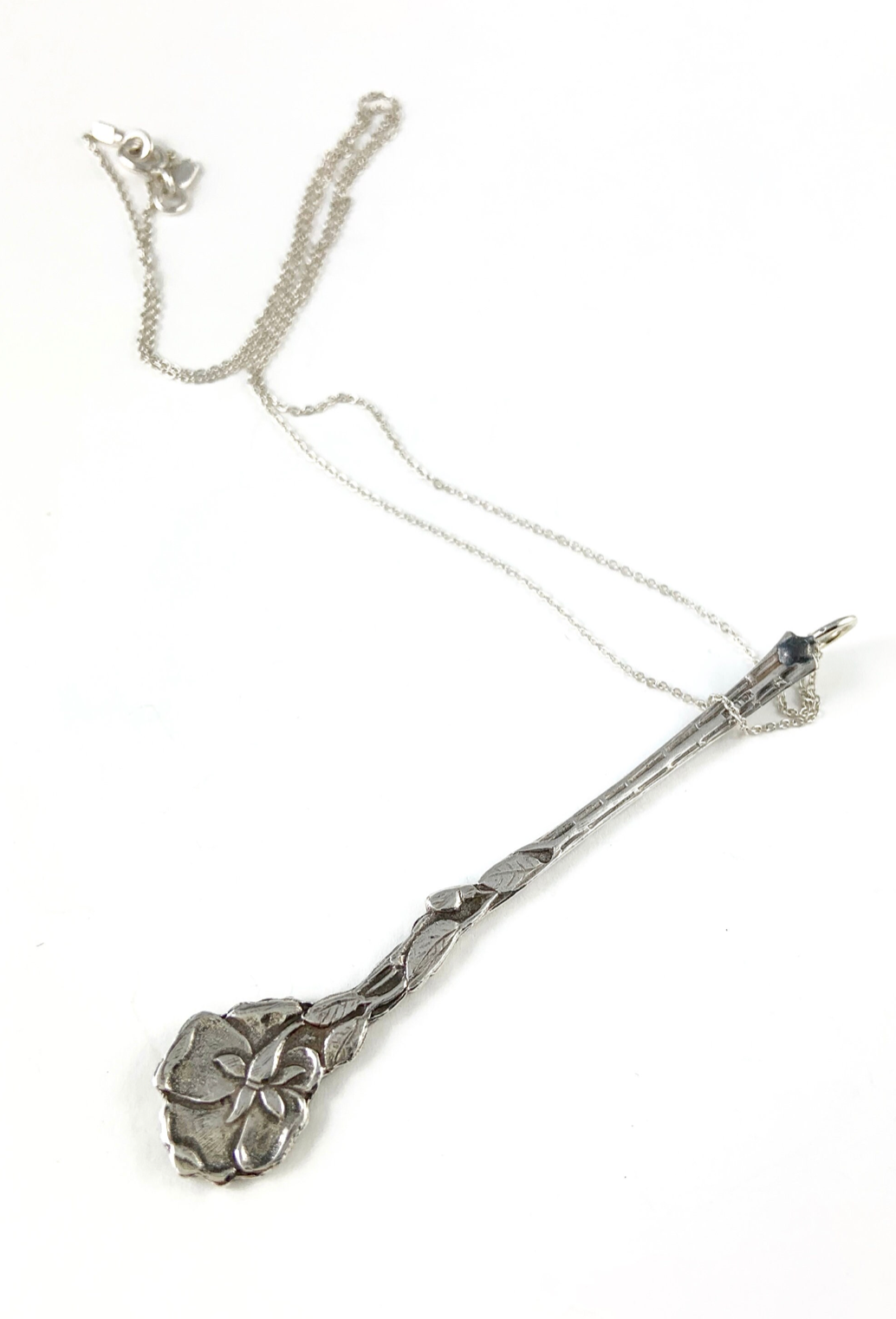 Silver Rose Spoon Charm Necklace