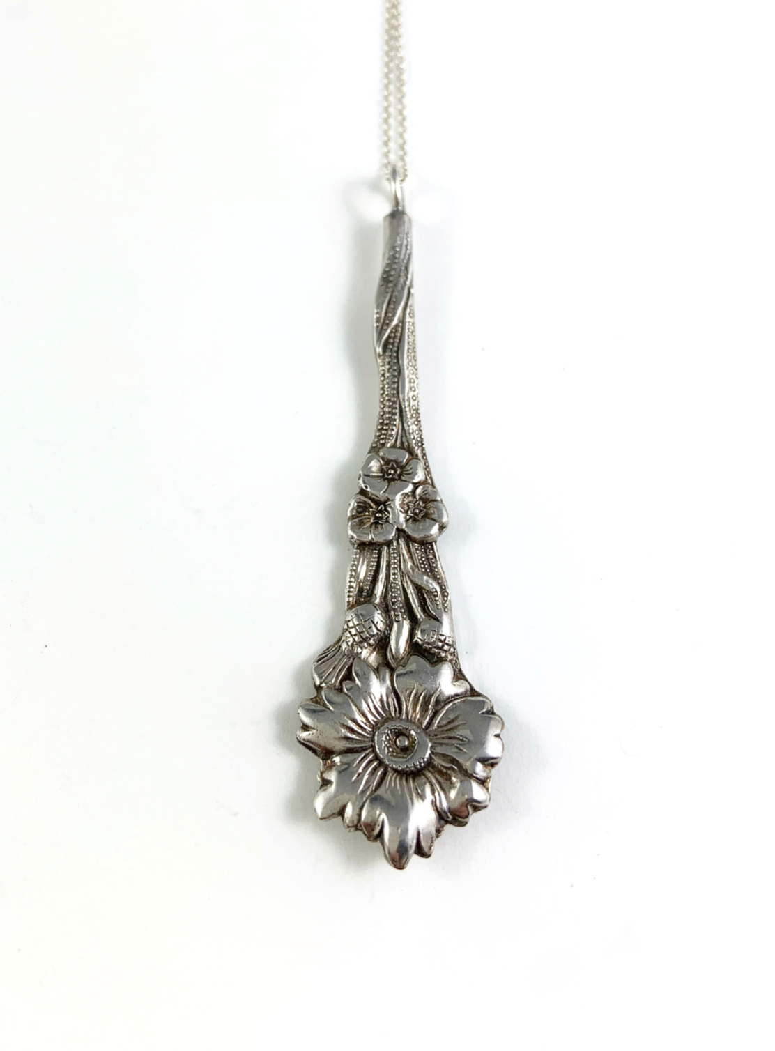 Silver Flower Spoon Charm Necklace