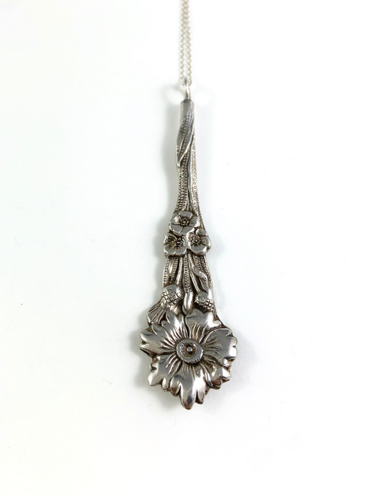 Silver Flower Spoon Charm Necklace
