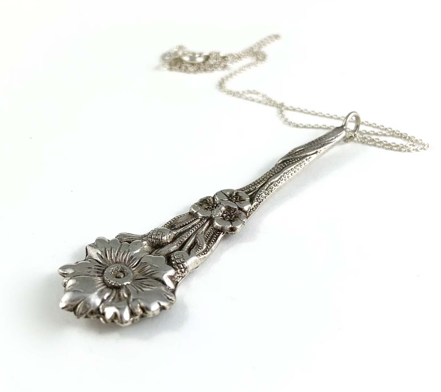 Silver Flower Spoon Charm Necklace