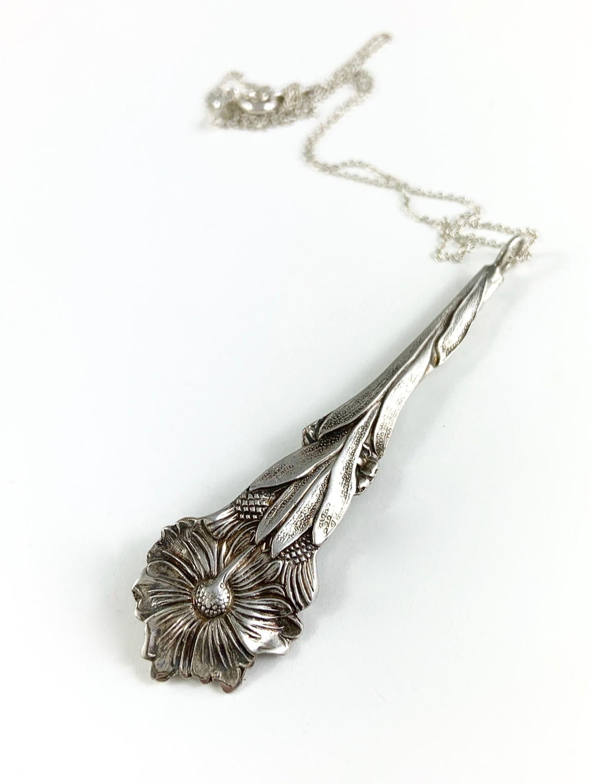 Silver Flower Spoon Charm Necklace
