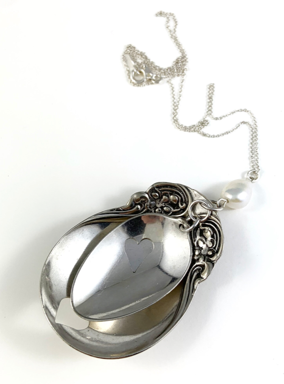 Silver Spoon Heart Charm Necklace