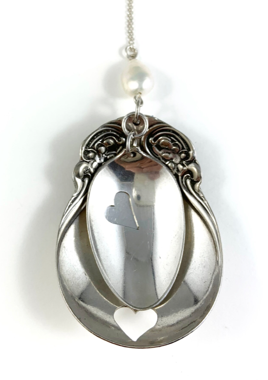 Silver Spoon Heart Charm Necklace