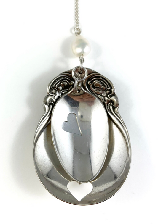 Silver Spoon Heart Charm Necklace