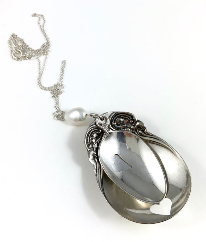 Silver Spoon Heart Charm Necklace