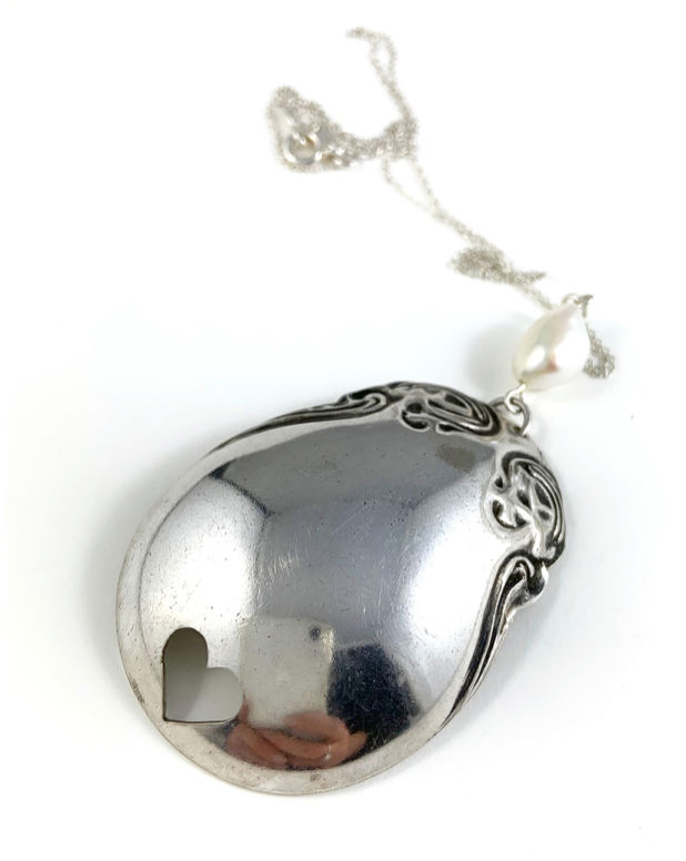Silver Spoon Heart Charm Necklace