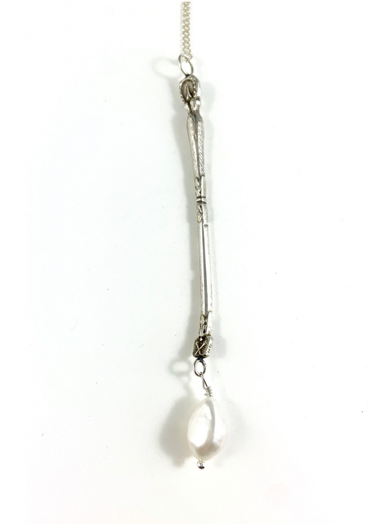 Antique Silver and Pearl Spoon Necklace