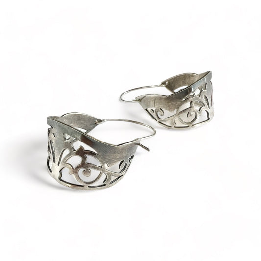 Silver Hoop Filligree Earrings